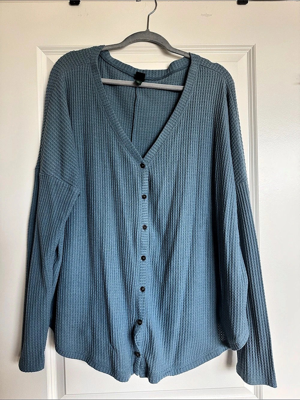 Wild Fable Ribbed Button Front Cardigan Blue 1X